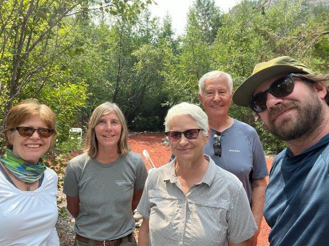 Group of five people on a hike