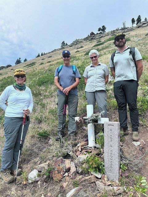 Group of four people at Mann Gulch, Montana