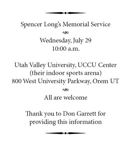 Spencer Long memorial service dates
